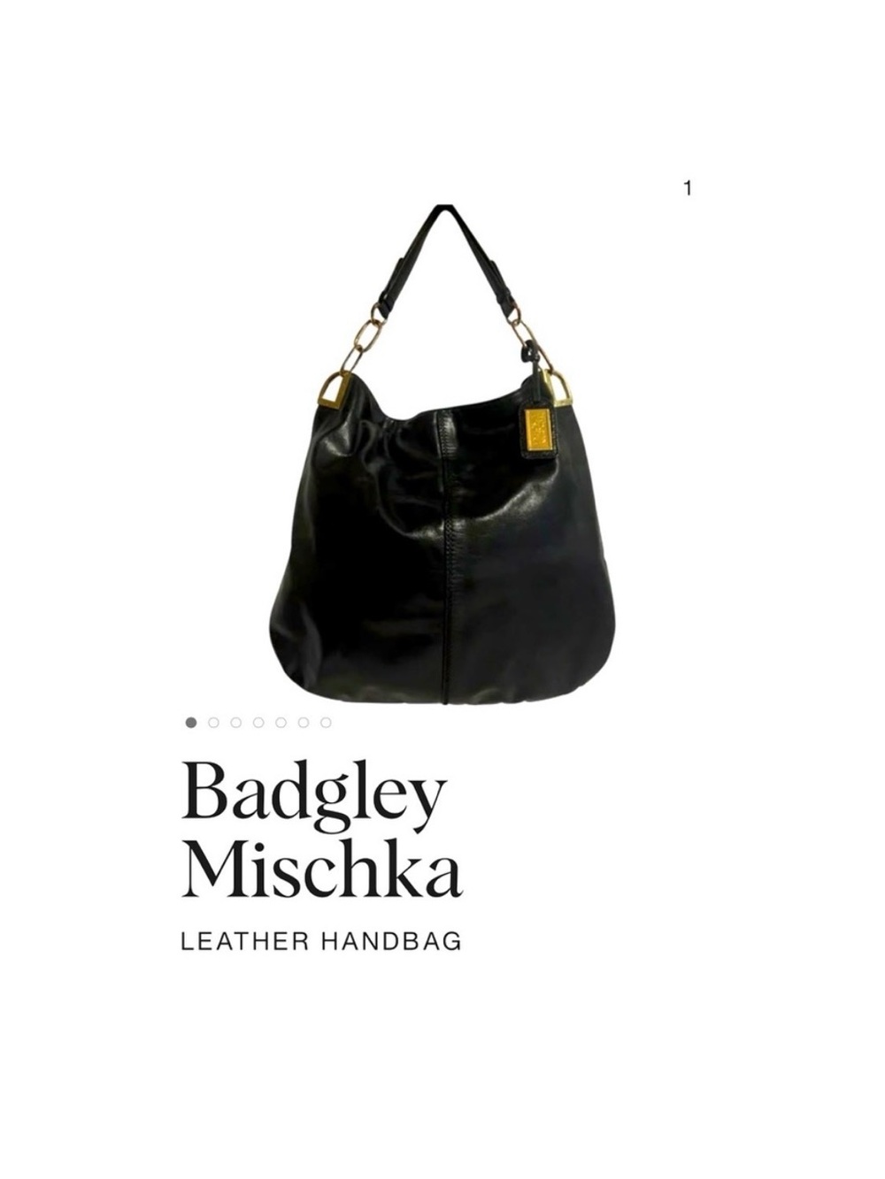 Badgley Mischka Leather Hobo Shoulder Bag with Gold Hardware